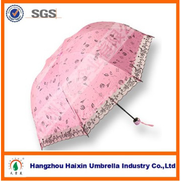 Paraguas plegable rosado de encargo a prueba de viento de la venta caliente